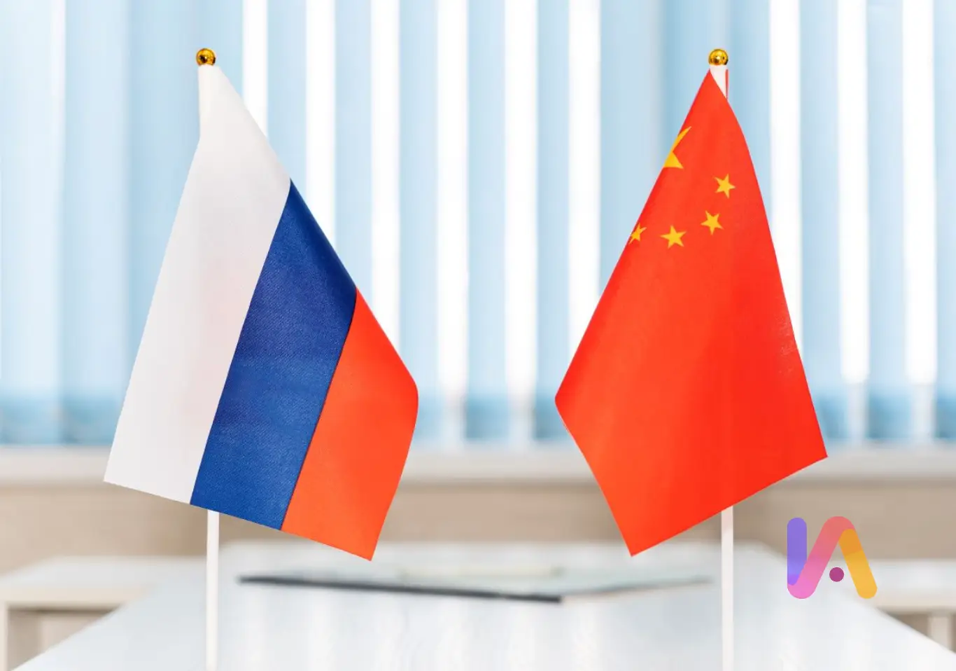 Banderas de Rusia y China